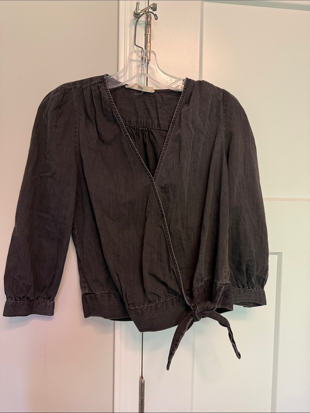 Madewell Black Wrap Tie Blouse